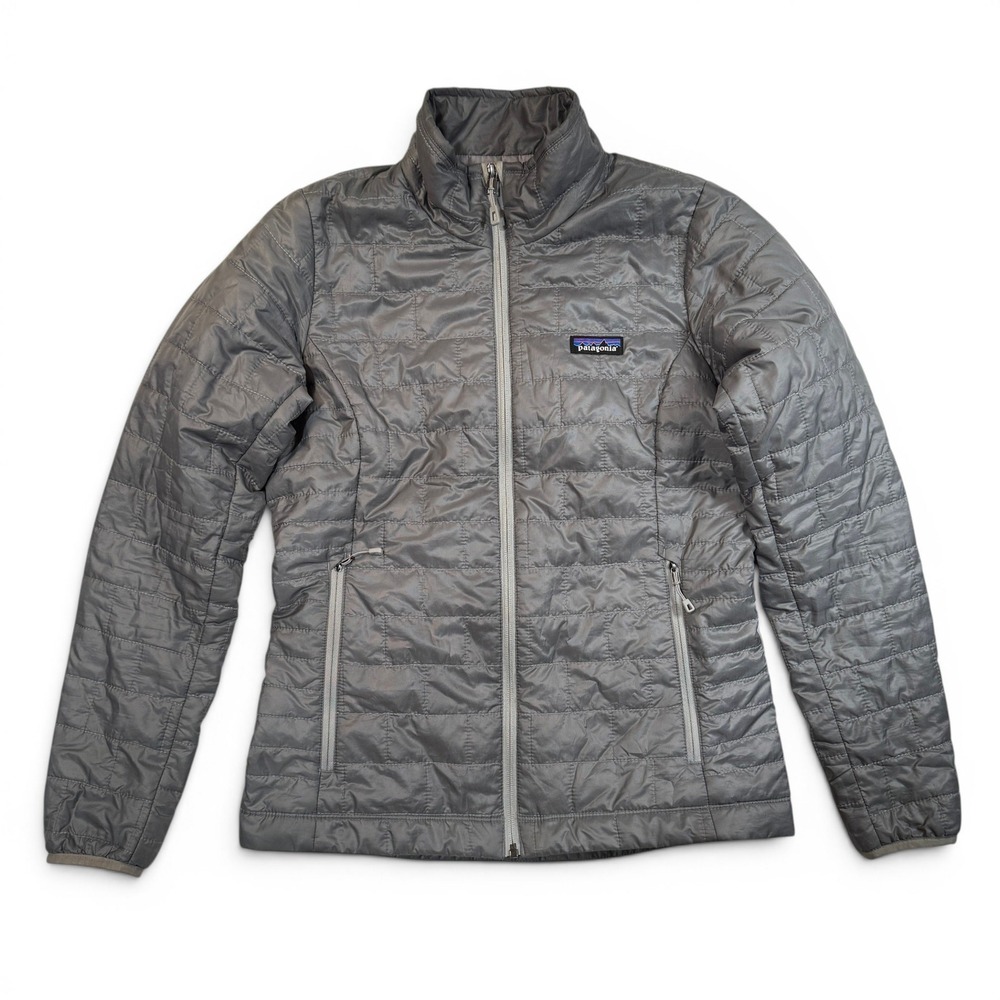 Patagonia Nano Puff Jacket Womens Small Feather Grey Quilted Full Zip 84217 FA23